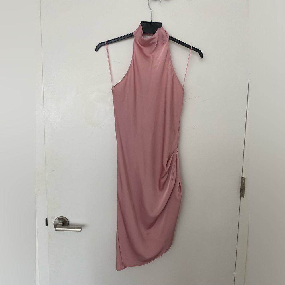 NWT Pink Satin Halter Mini Dress